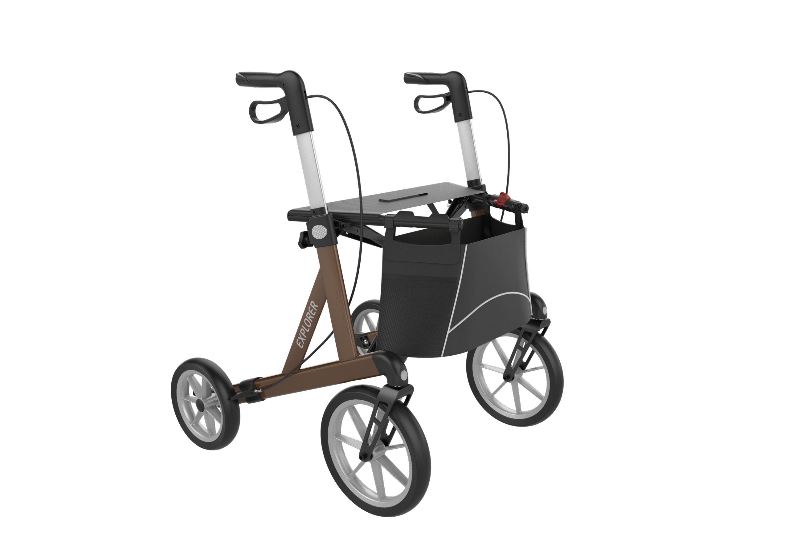 Explorer rollator bruin scaled Explorer lichtgewicht XXL rollator - 200KG- (zithoogte 53- 62 cm) - Afbeelding 8