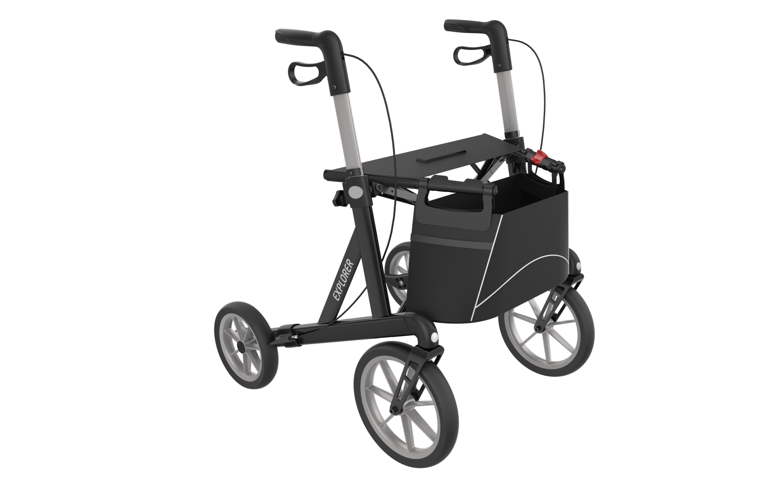 Explorer rollator zwart scaled Explorer lichtgewicht XXL rollator - 200KG- (zithoogte 53- 62 cm) - Afbeelding 9