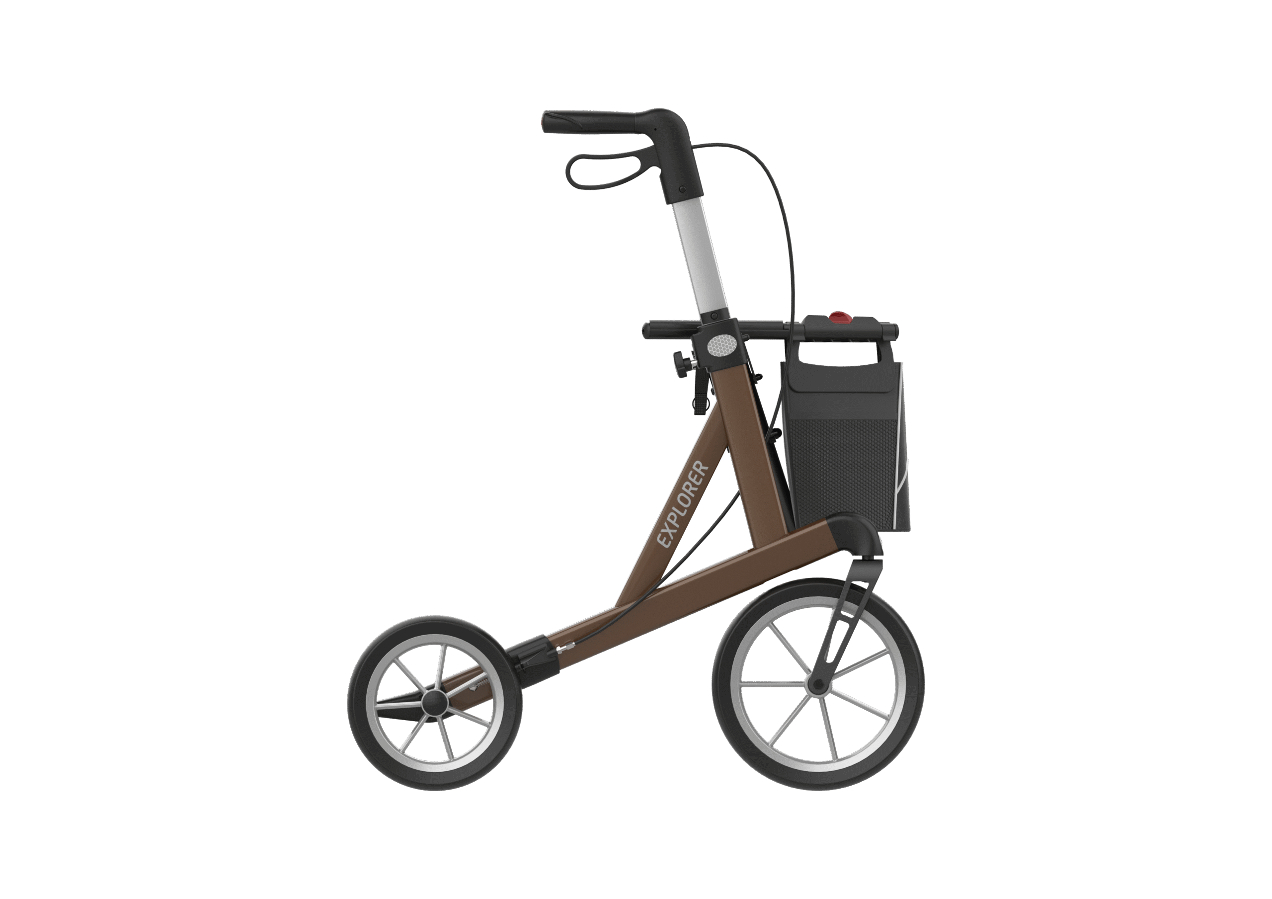 rollator met grote wielen en grote tas aan de voorkant scaled Explorer lichtgewicht XXL rollator - 200KG- (zithoogte 53- 62 cm) - Afbeelding 4