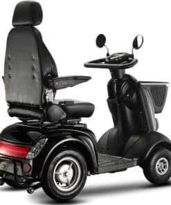 zwarte q1000 scootmobiel met mandje en luxe stoel