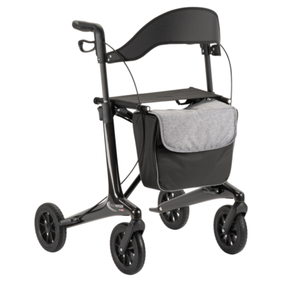 Carbon rollator carbon met tas en rugsteun