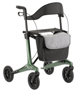 Carbon rollator groen met tas en rugsteun