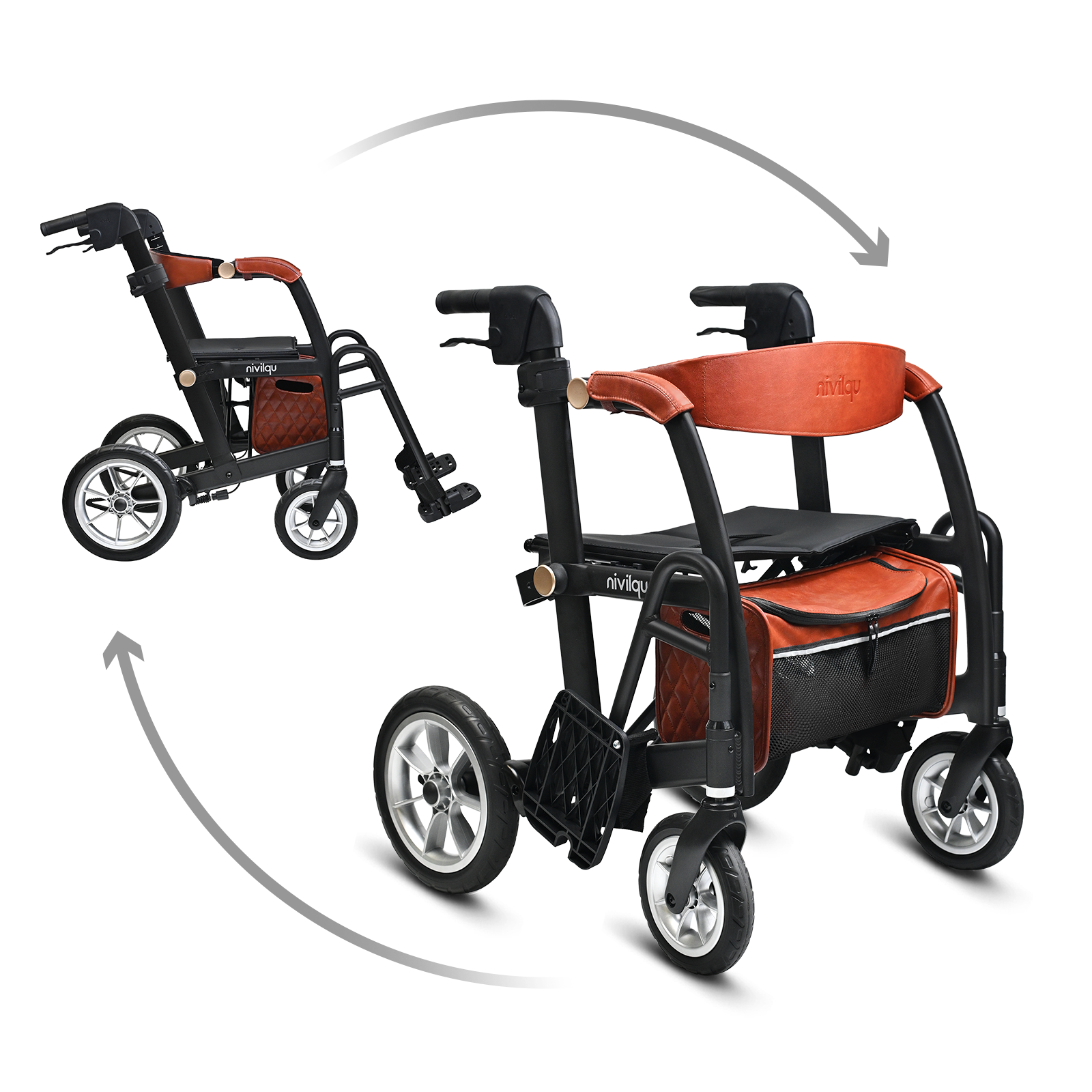 Glide Moon Black P06 Glide 2 in 1 rolstoel & rollator