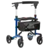 Blauwe rollator met tas
