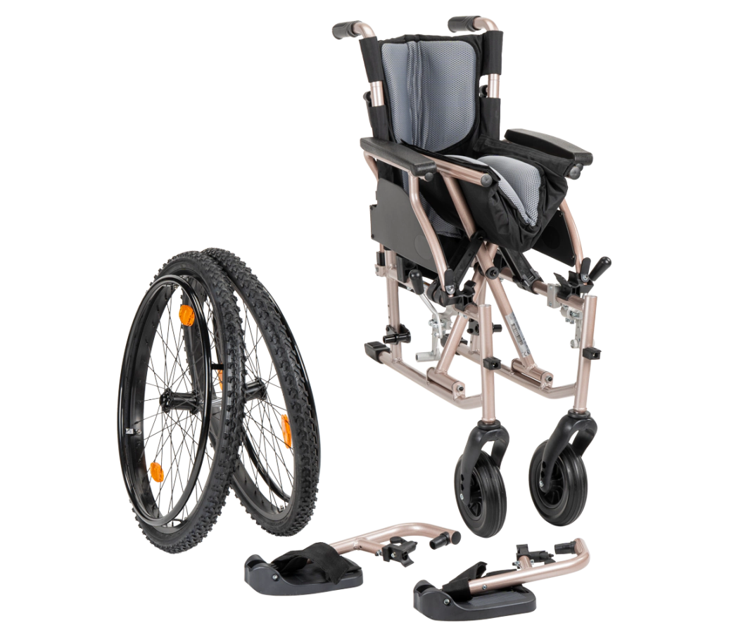 m10 rolstoel champagne ingeklapt 1 MultiMotion M10 rolstoel - Champagne - 50 cm zitbreedte - Afbeelding 3