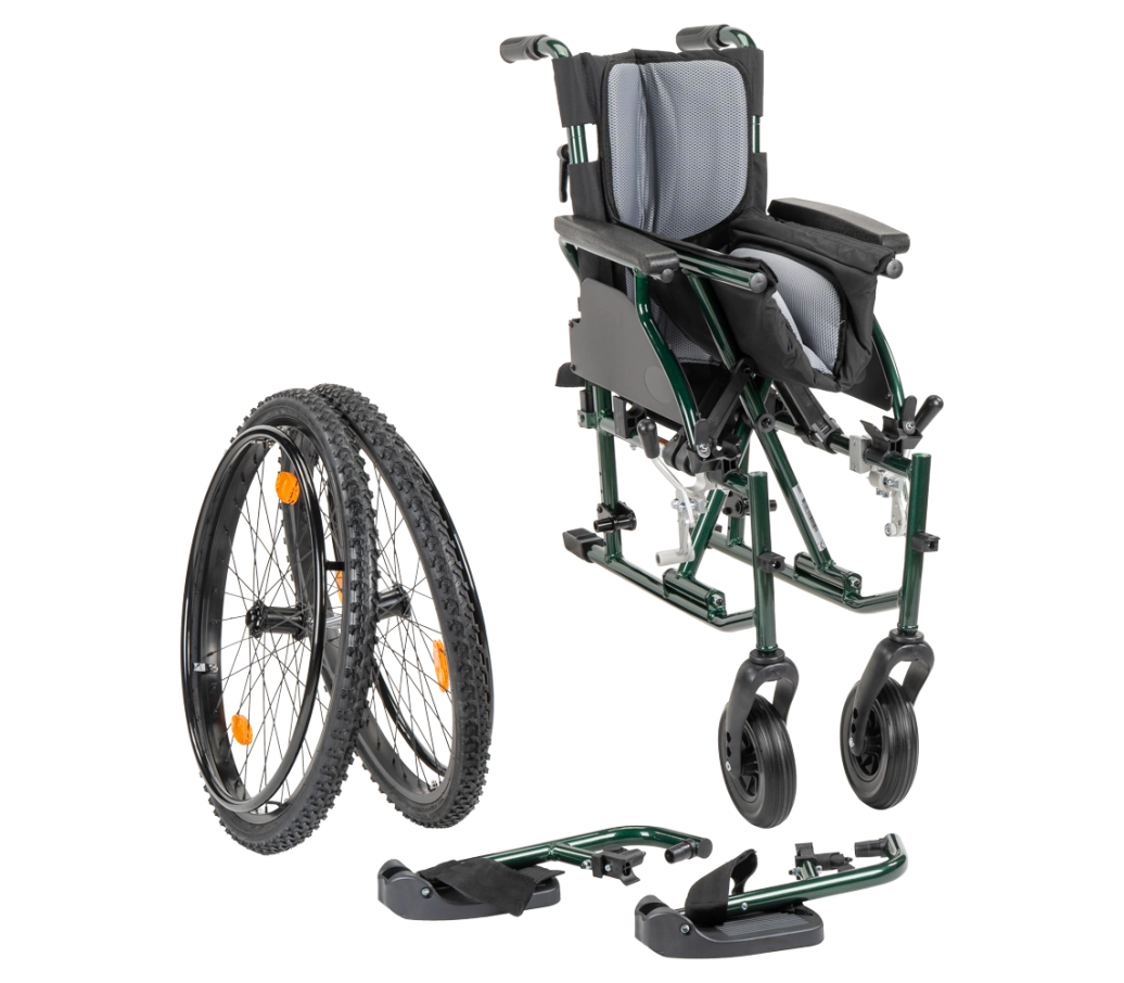 m10 rolstoel groen ingeklapt 1 MultiMotion M10 rolstoel - Groen - 50 cm zitbreedte - Afbeelding 3