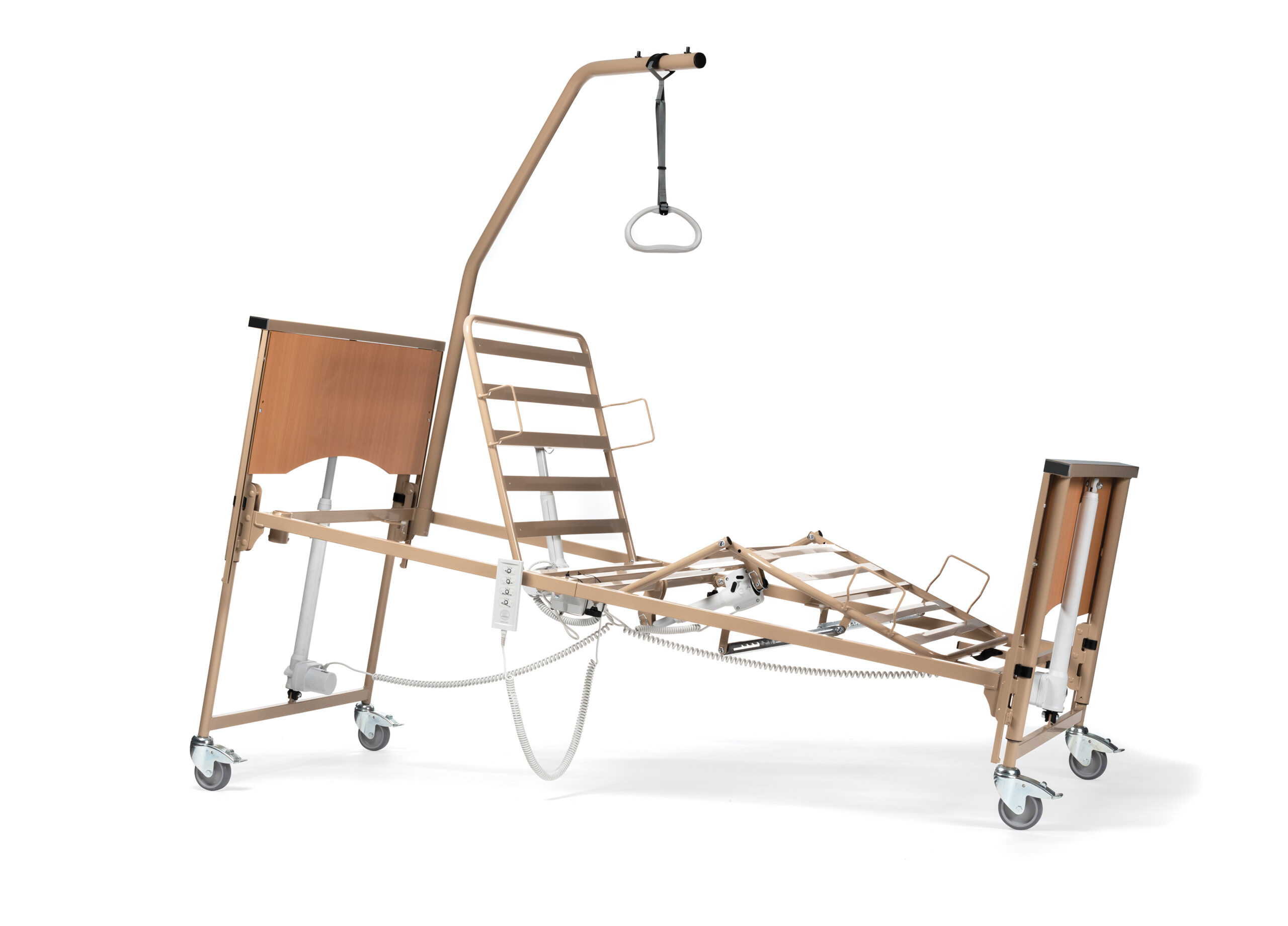 Club Vario 3Q Anti Trendelenburg no sidebars backrest legrest up with monkey pole no panels scaled Hoog Laag Bed - CLUB - Afbeelding 7